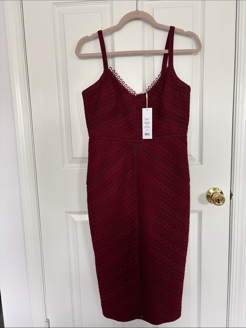 Ever New Lace-Texture Midi Dress in Wine Red